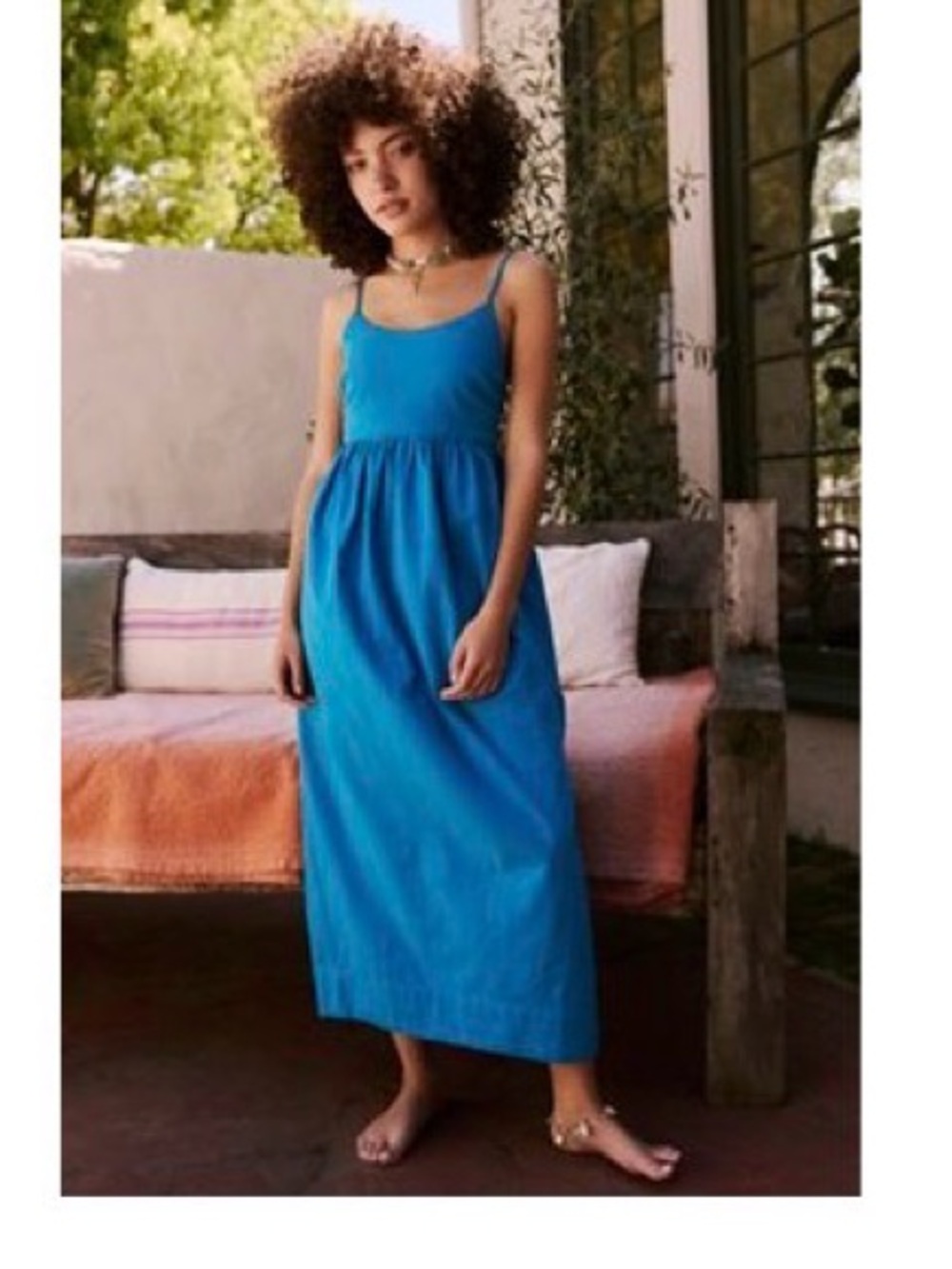 Free People Bright Blue Spaghetti Strap Maxi Dress